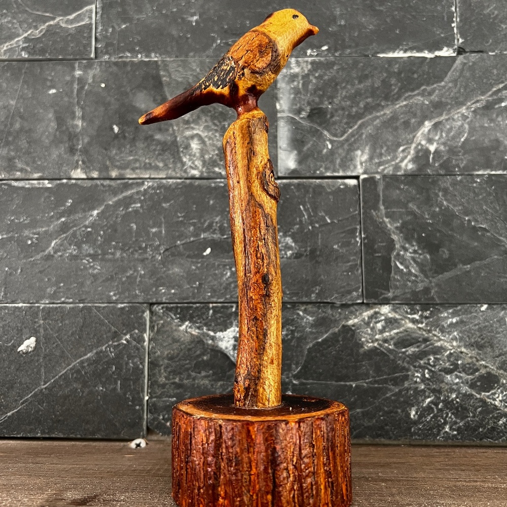 Hand Carved Wood Bird Decor